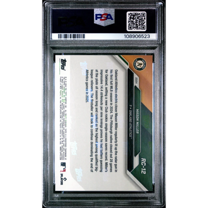 PSA graded Mason Miller Oakland Athletics rookie baseball card in protective case