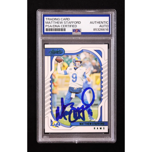 Matthew Stafford autographed football card in PSA slab for collectors