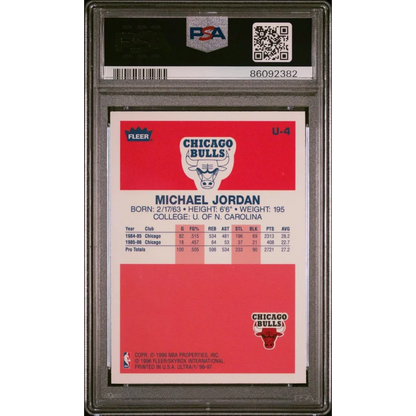PSA graded 1986-87 Fleer Michael Jordan #57 rookie card