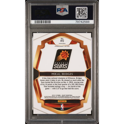 PSA graded Mikal Bridges 2018 Silver Prizm Rookie Card NBA trading card