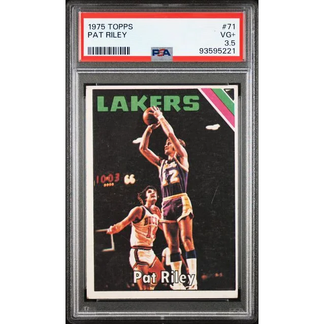 A graded 1975 Topps Pat Riley basketball card in PSA case for sale
