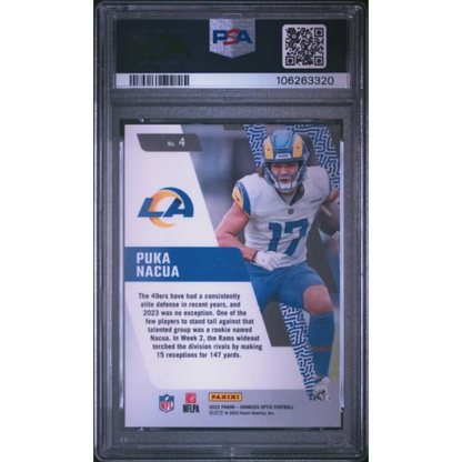 PSA Graded Puka Nacua 2023 Donruss Optic Rookie Card #17 Blue White