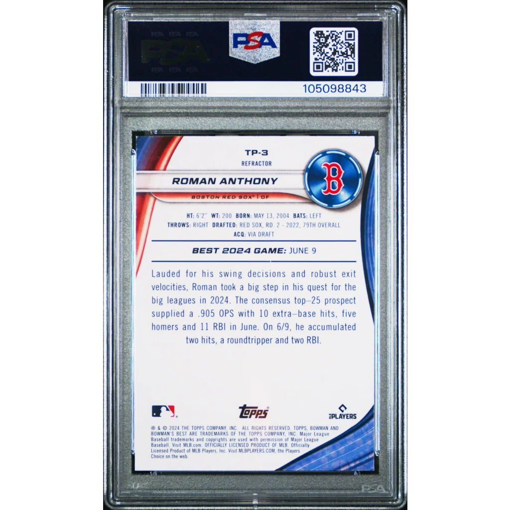 PSA graded Roman Anthony 2024 Bowmans Best refractor rookie card