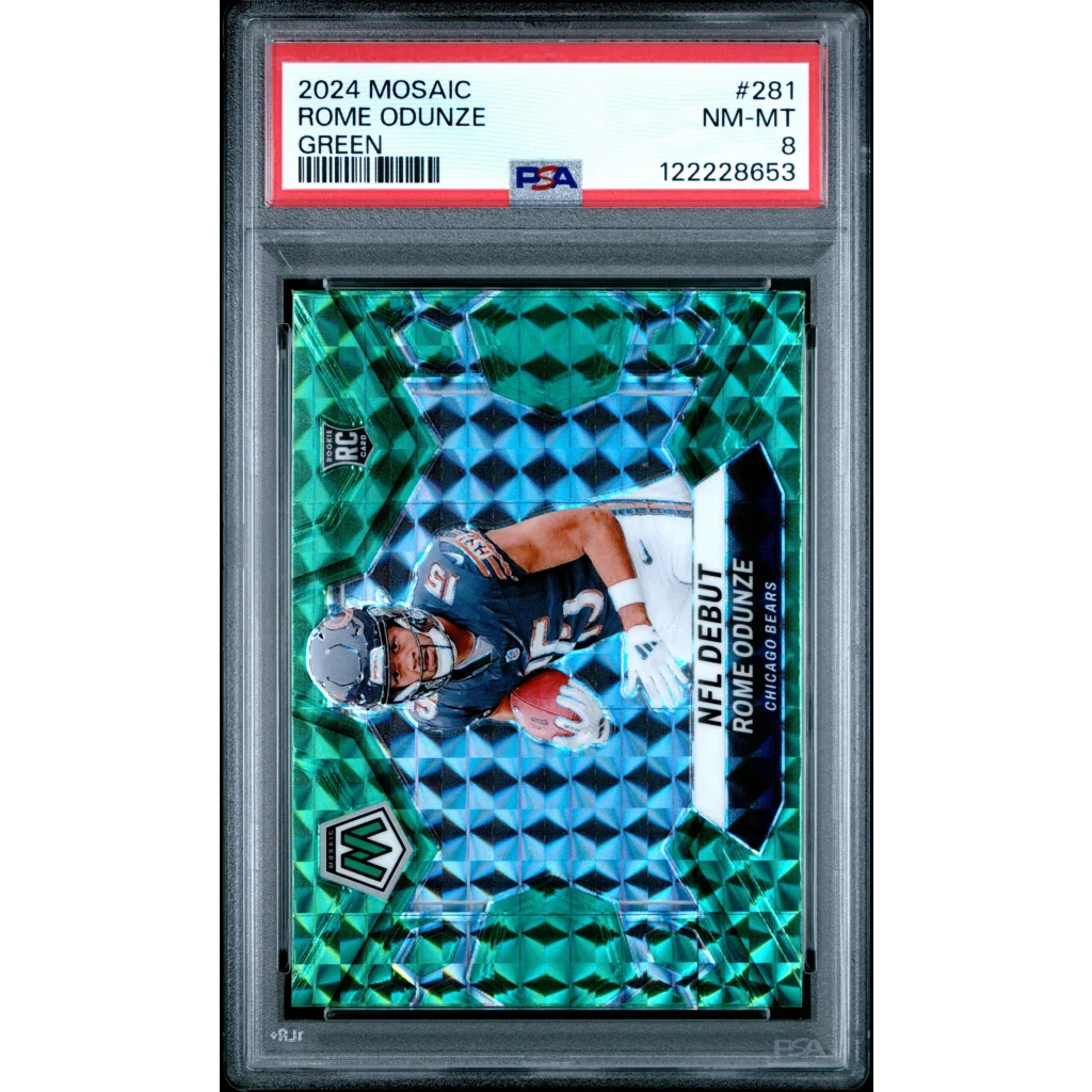 PSA graded Rome Odunze 2024 Mosaic green jersey patch card NM-MT
