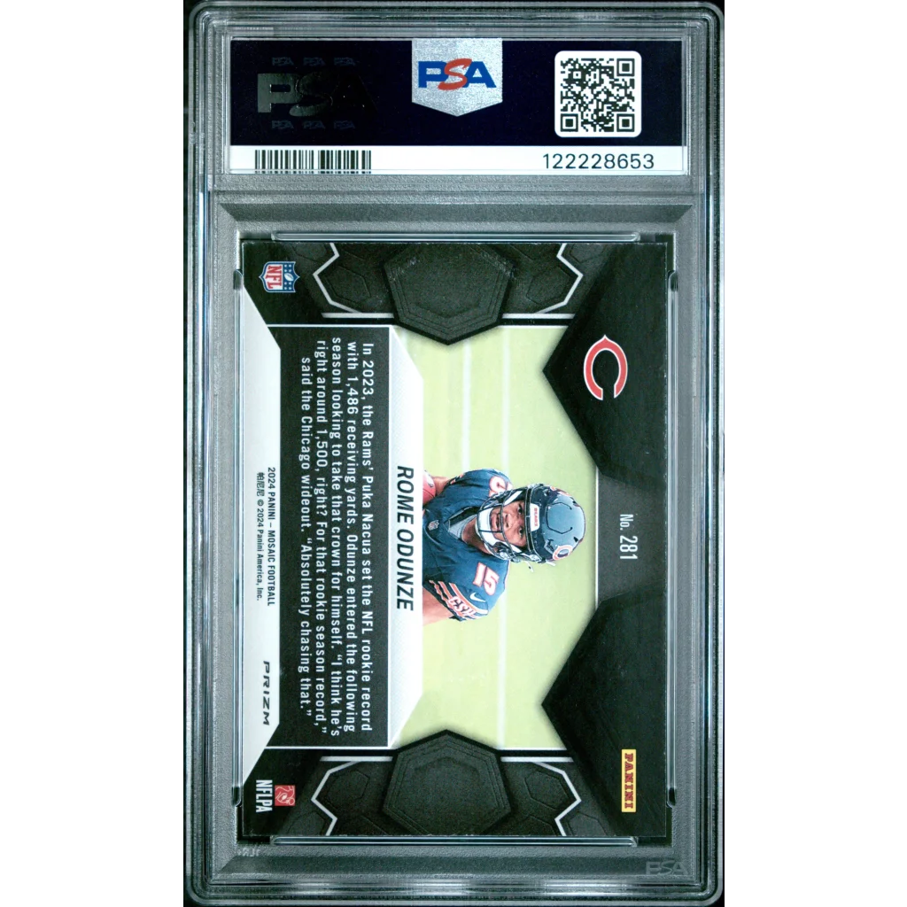 PSA graded Rome Odunze 2024 Mosaic green jersey patch card