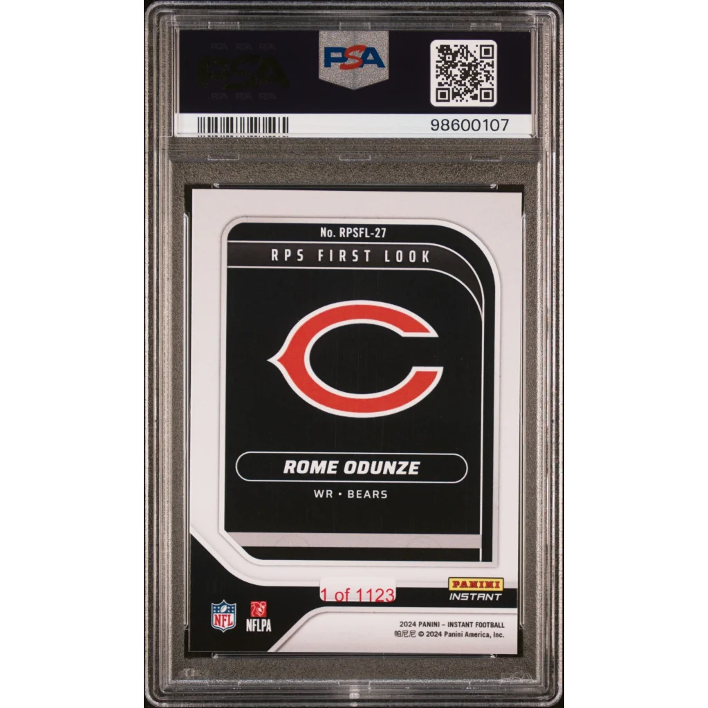 Graded Rome Odunze 2024 Panini NFL Rookie Card in PSA case