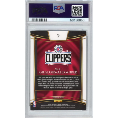 PSA graded Shai Gilgeous-Alexander Clippers rookie card 2019-20 Panini NBA #7