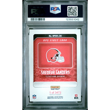 PSA graded 2023 Panini Instant Shedeur Sanders Browns rookie card 1/472
