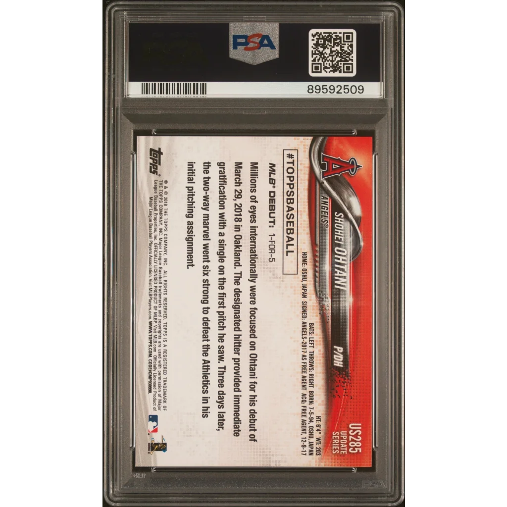 PSA graded Shohei Ohtani 2018 Topps Update rookie card