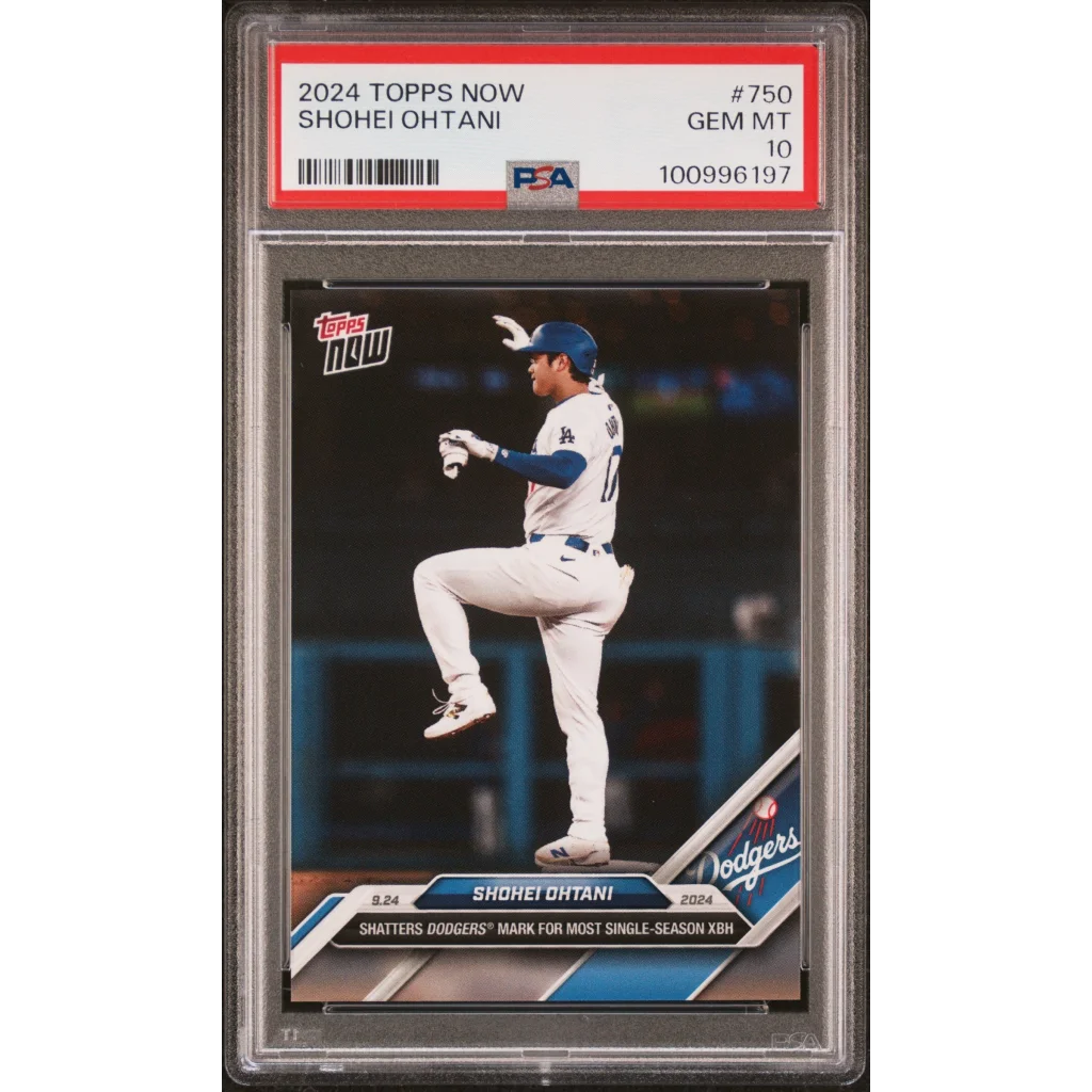 PSA graded Shohei Ohtani 2024 Topps Now card of dynamic pitcher in action