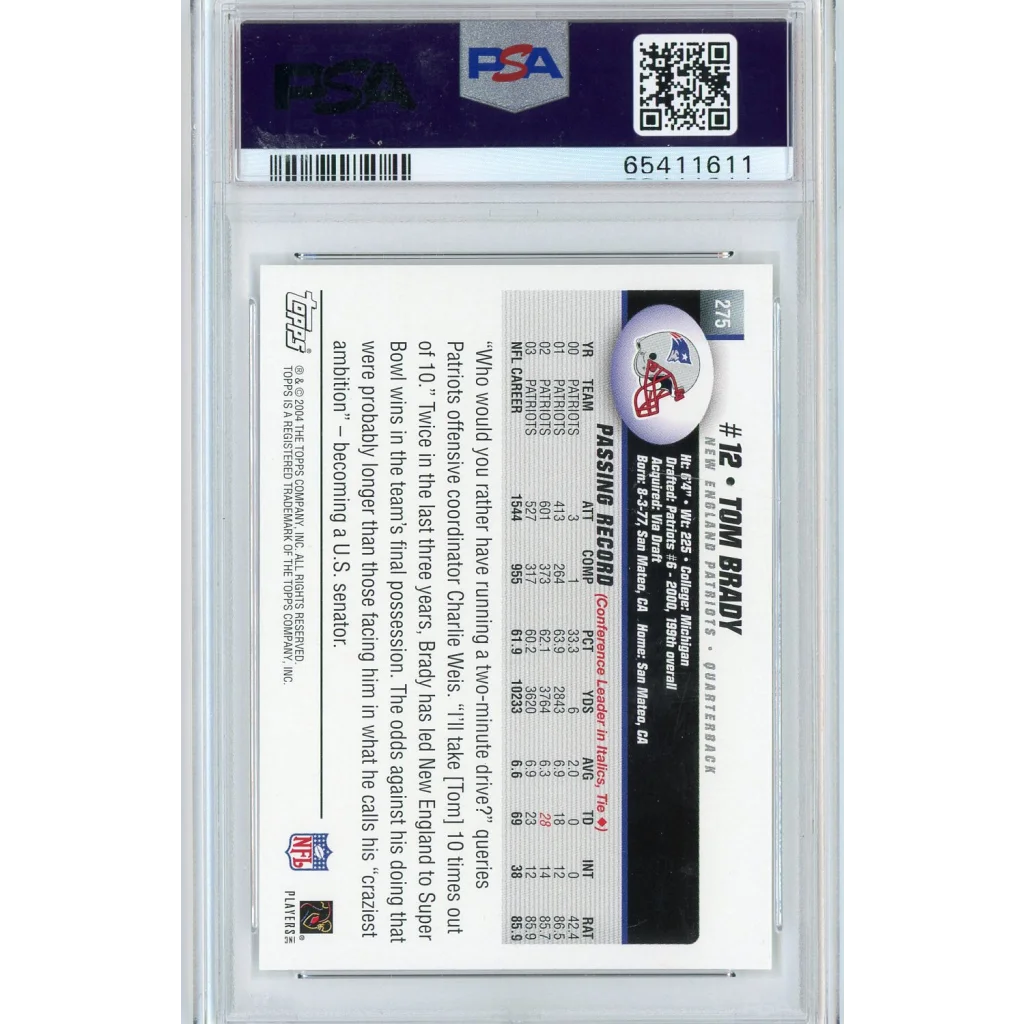 PSA graded 2015 Topps Chrome Tom Brady card 654/978