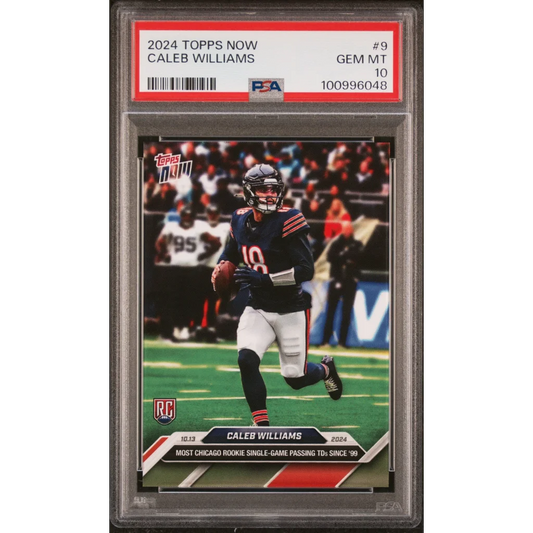 Slabbed Topps Now Caleb Williams football card in PSA graded case