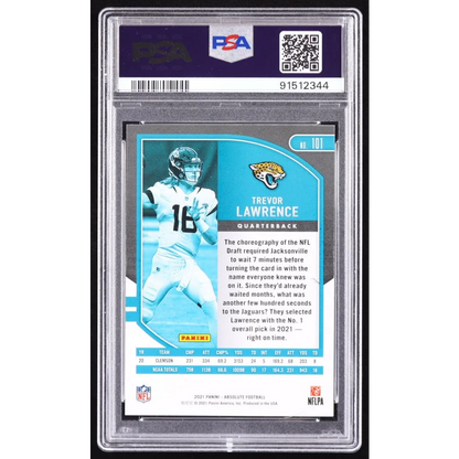 PSA graded Trevor Lawrence 2021 Panini Absolute Football rookie card for collectors