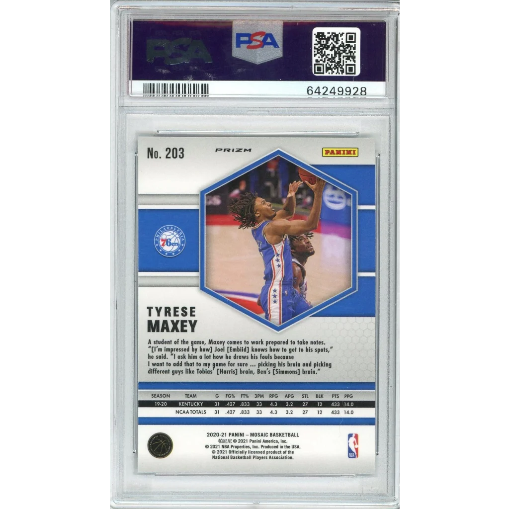 PSA graded Tyrese Maxey 2023-24 Panini Prizm card 283