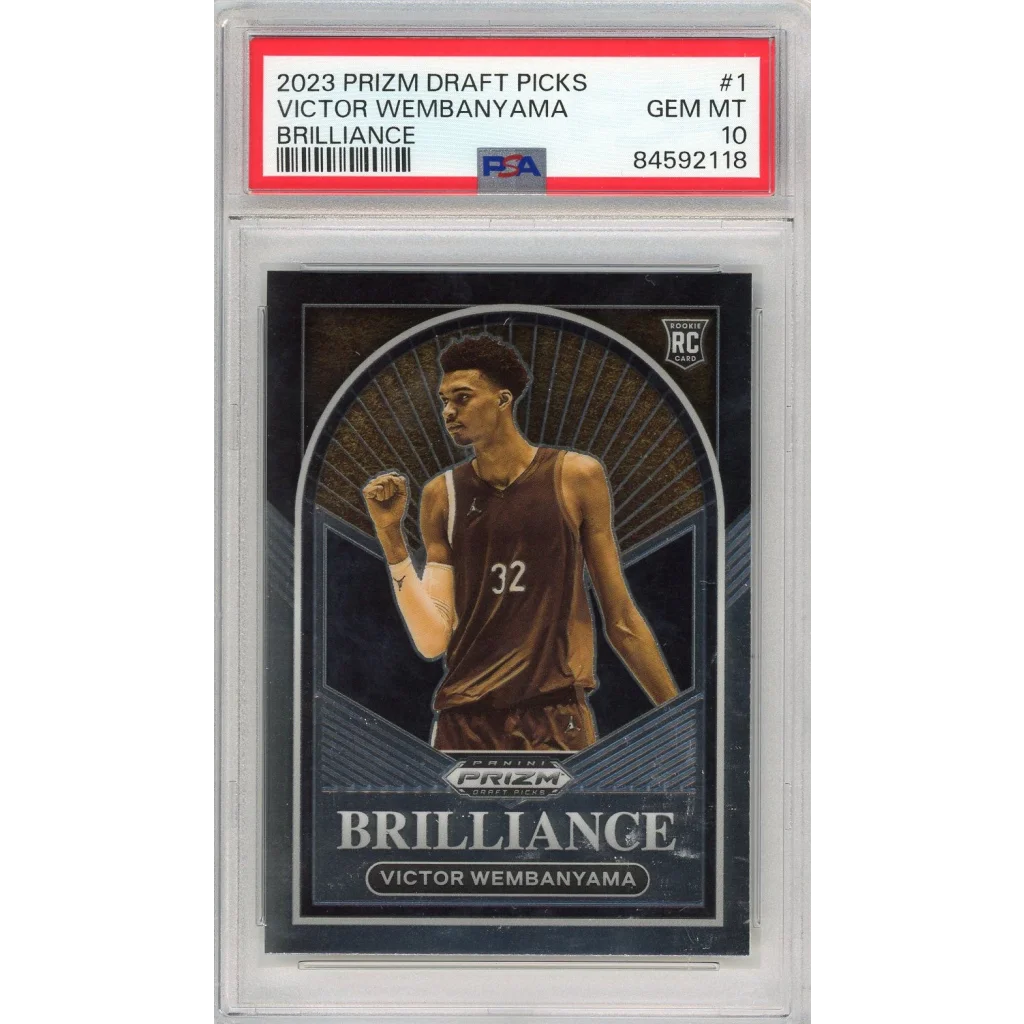 PSA graded Victor Wembanyama 2023 Prizm Draft Picks Brilliance basketball card