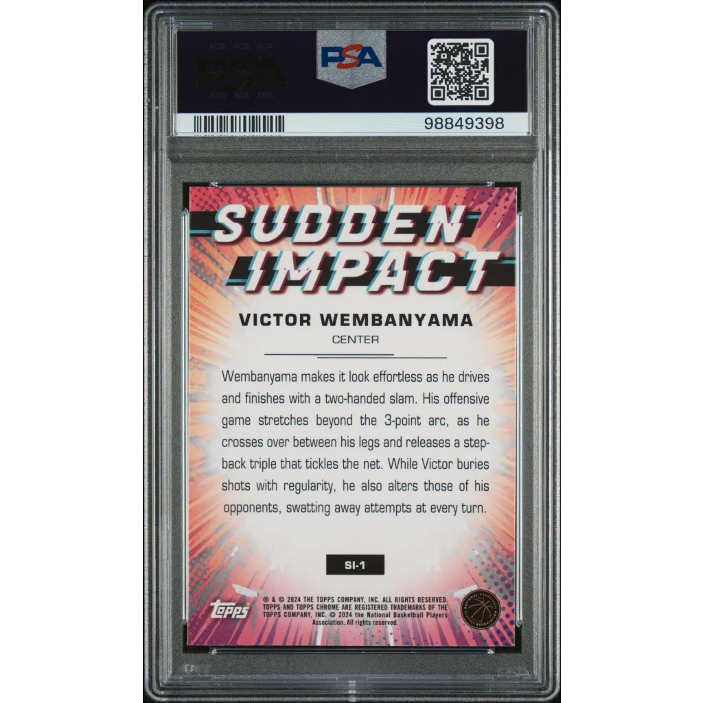 PSA graded Victor Wembanyama 2023 Topps Sudden Impact card