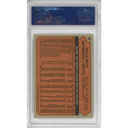 PSA graded Willie Mays 1972 Topps baseball card NM MT 8 with orange black design and stats