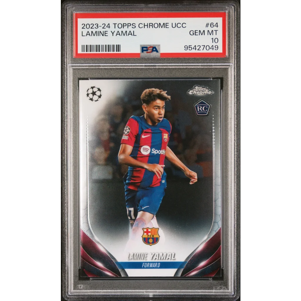2023-24 Topps Chrome UCC Lamine Yamal soccer card PSA graded
