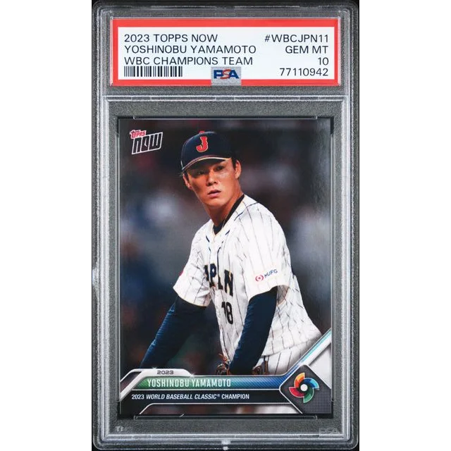 PSA graded Yoshinobu Yamamoto 2023 Topps Now holographic card