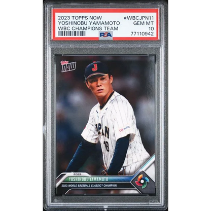 PSA graded Yoshinobu Yamamoto 2023 Topps Now holographic card