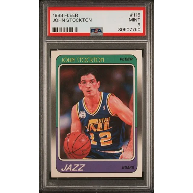 PSA Mint 9 1988 Fleer John Stockton Rookie Card #115 ready to ship
