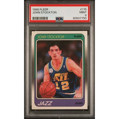 PSA Mint 9 1988 Fleer John Stockton Rookie Card #115 ready to ship