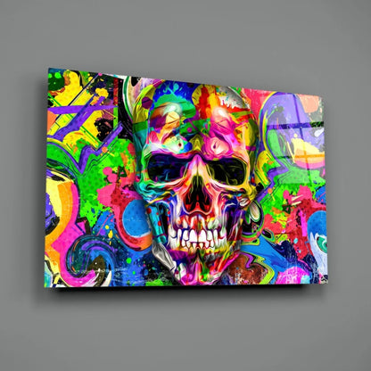 Vibrant graffiti skull canvas wall art print