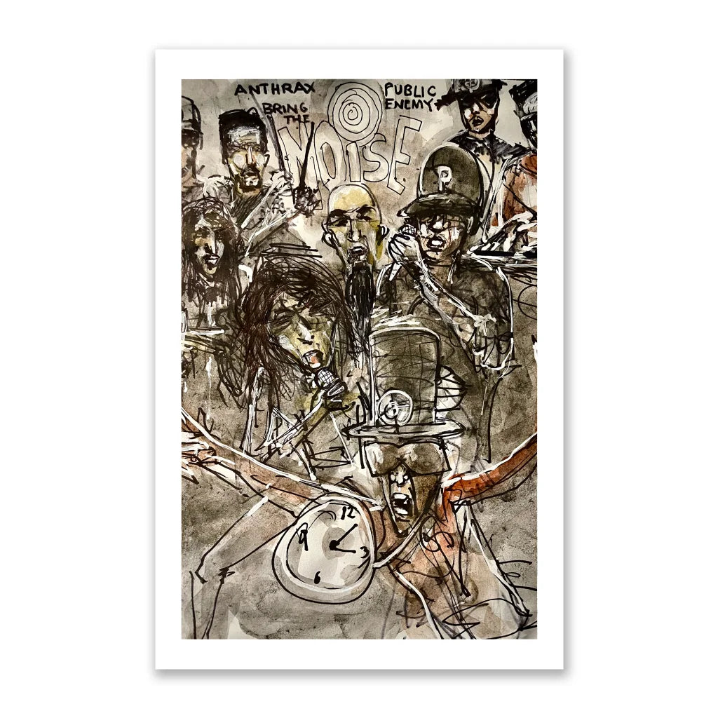 Energetic hand-drawn crowd illustration from Public Enemy Apocalypse 91 The Enemy Strikes Black Deluxe Set featuring Mike Del Mundo style