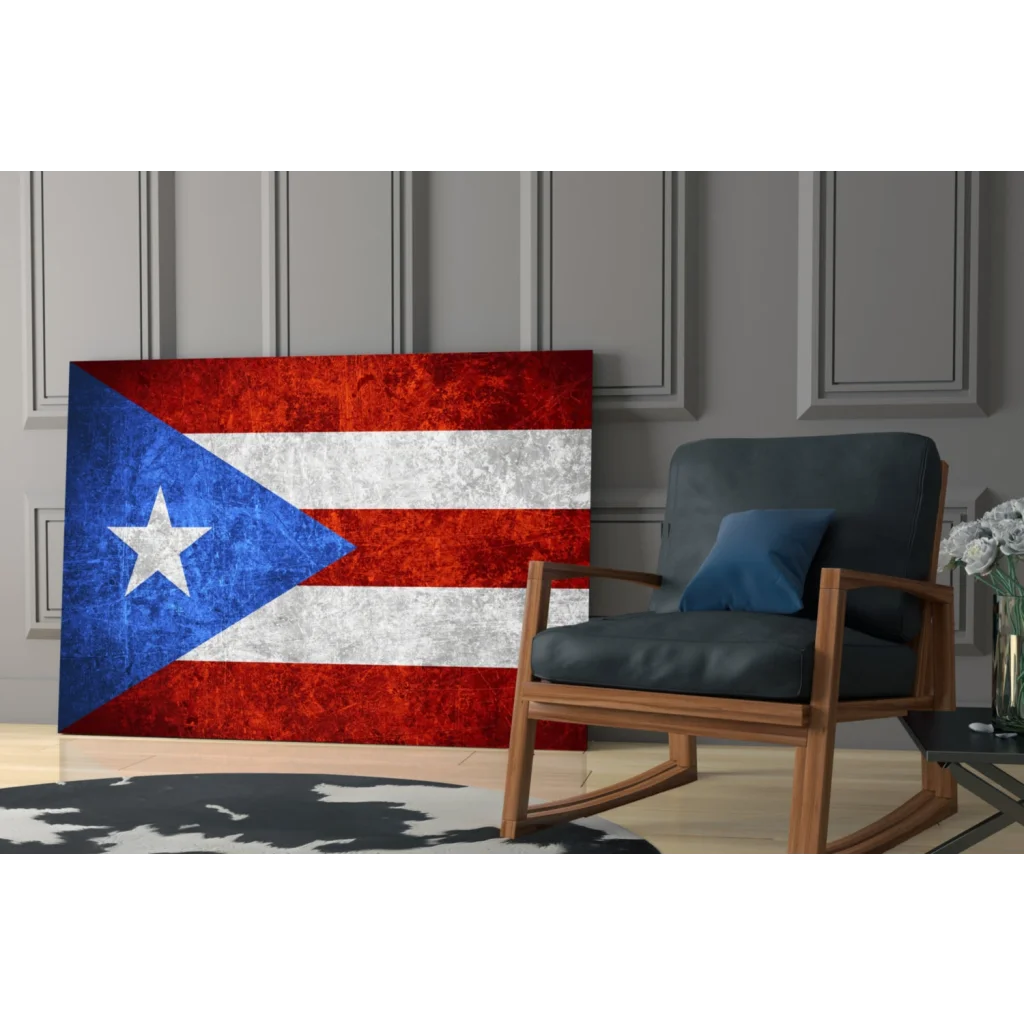 Puerto Rican Flag Glass Wall Art Canvas Print