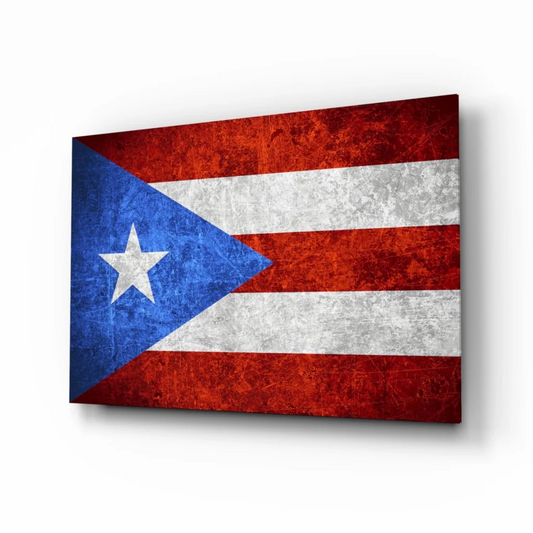 Puerto Rican flag glass wall art canvas print