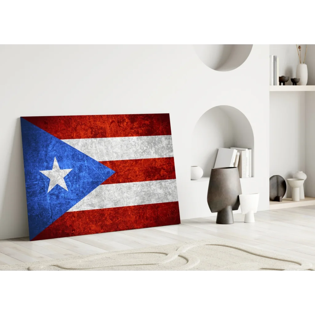 Puerto Rican Flag Glass Wall Art Canvas Print
