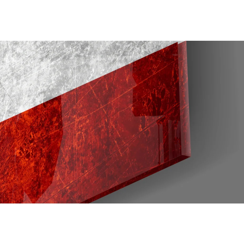 Red Puerto Rican Flag glass wall art with textured glossy finish