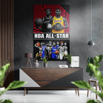 Puma NBA All-Star action poster on brushed aluminium dibond