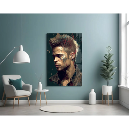 Vibrant punk rocker canvas wall art with spiky hair portrait