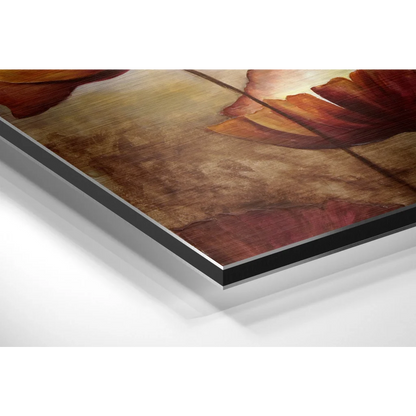 Stunning autumn leaf abstract on brushed aluminium dibond