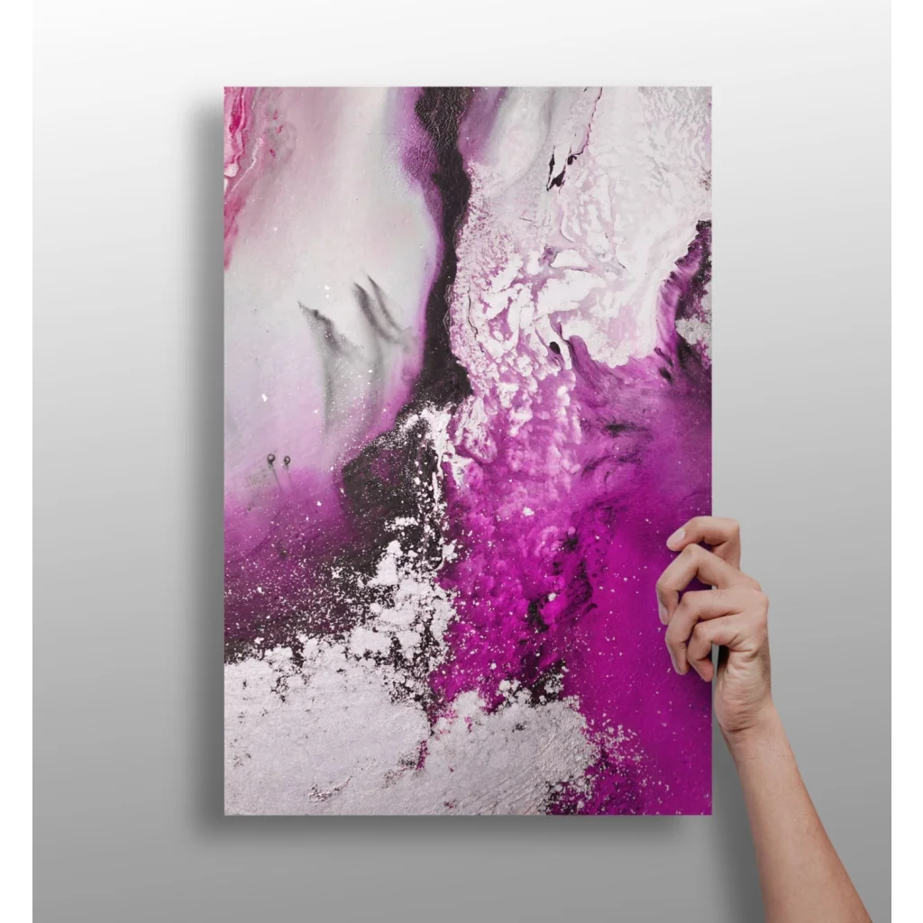 Purple and white abstract canvas art print for modern home decor