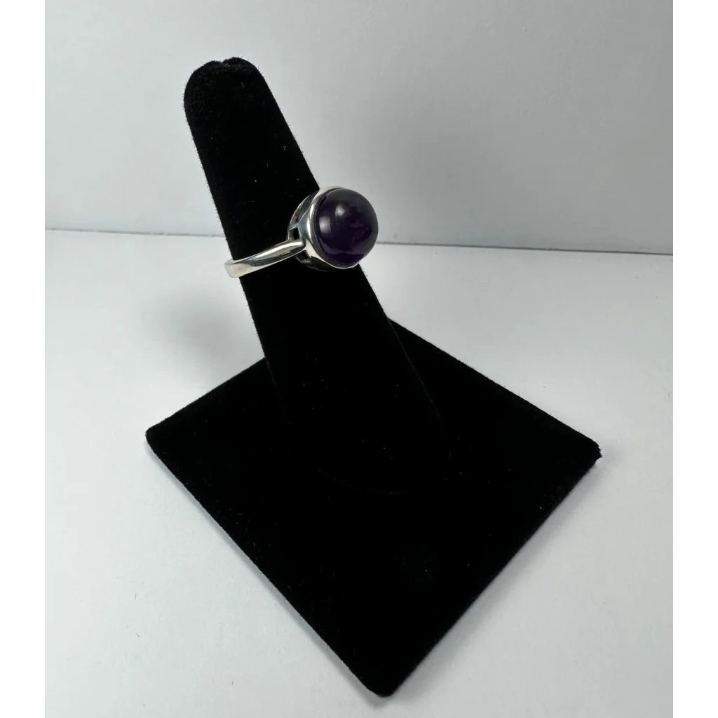 Sleek silver amethyst ring with minimalist purple stone