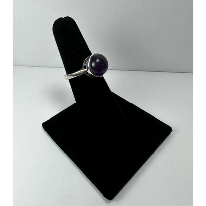 Sleek silver amethyst ring with minimalist purple stone