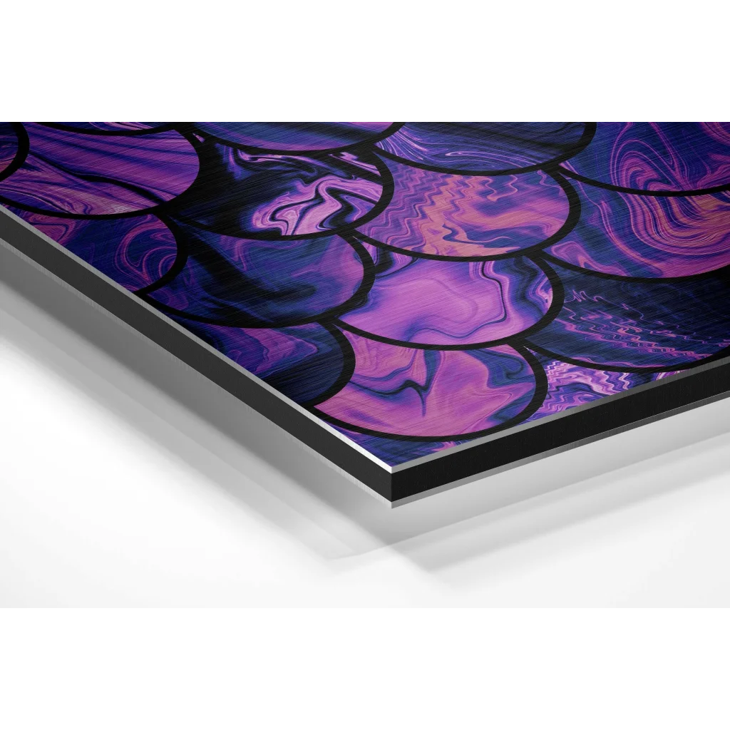 Purple Drops Brushed Aluminium Dibond Wall Art