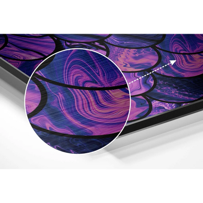 Purple blue marbled mermaid scales on brushed aluminium dibond art