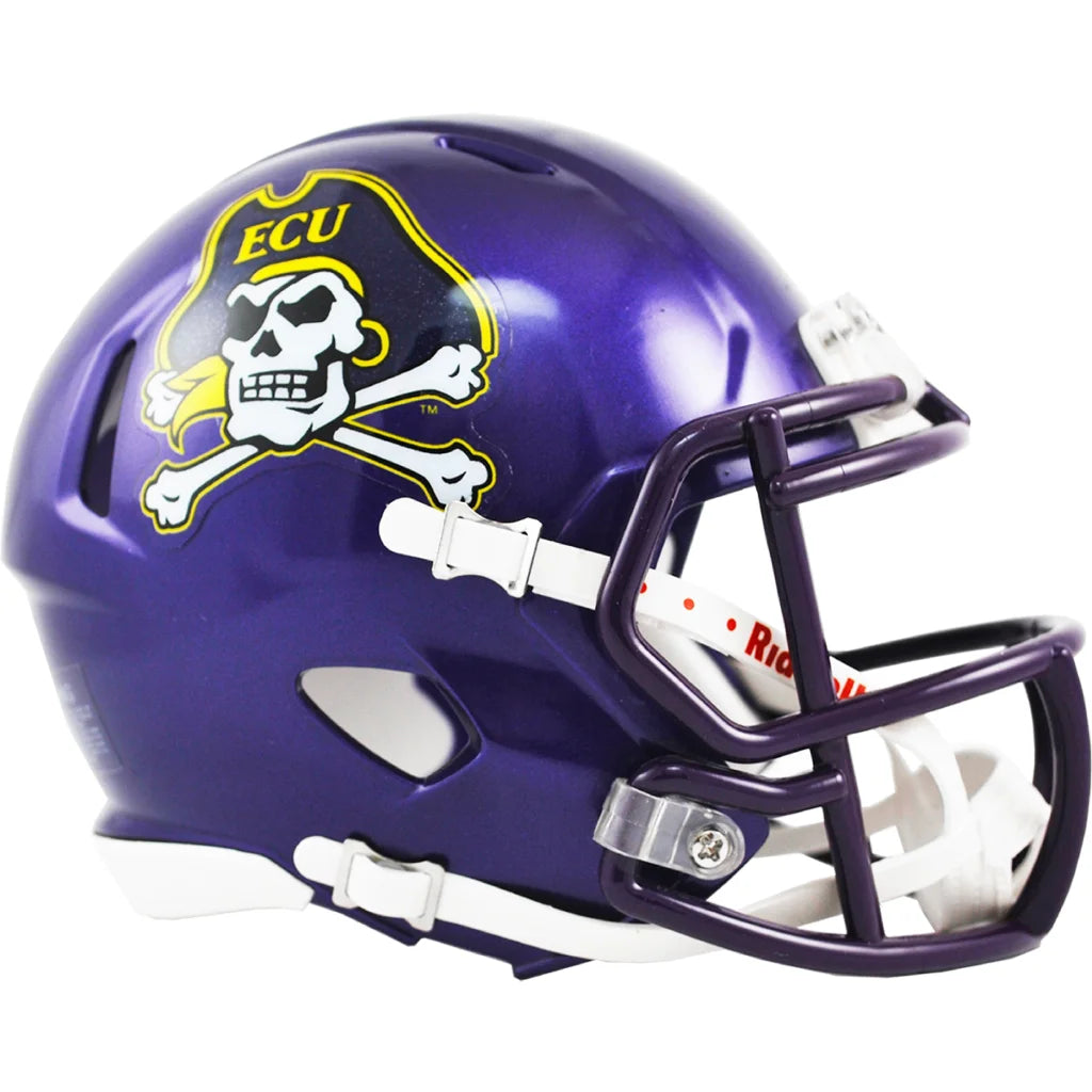 Purple East Carolina Pirates Riddell skull crossbones helmet