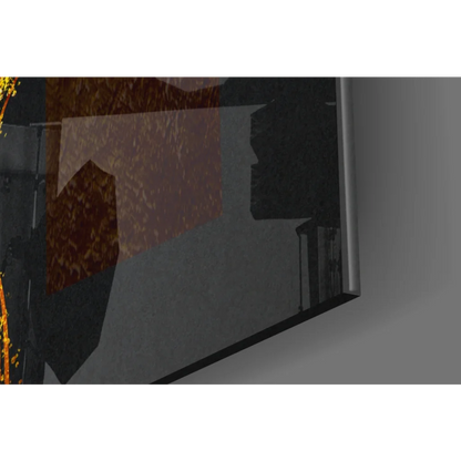 Purple Orchid glass wall art with golden glow accents