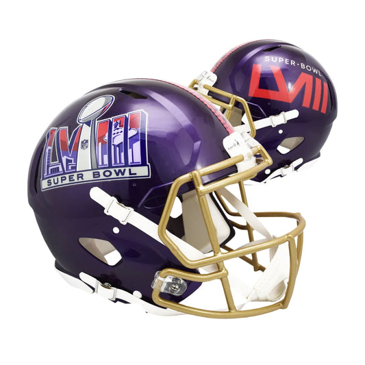 Purple Gold NFL Super Bowl LVIII Helmet Set Collectible | Creative Sports | vintageantiquesgifts.com
