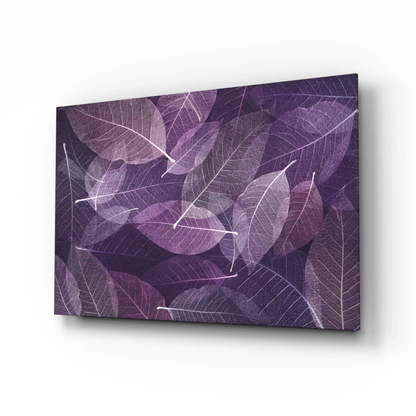 Purple leaf canvas wall art with modern white branch design