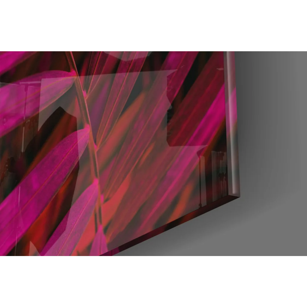 Vibrant magenta crimson geometric glass wall art panel
