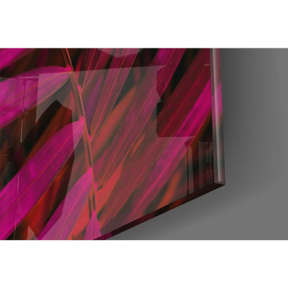 Vibrant magenta crimson geometric glass wall art panel