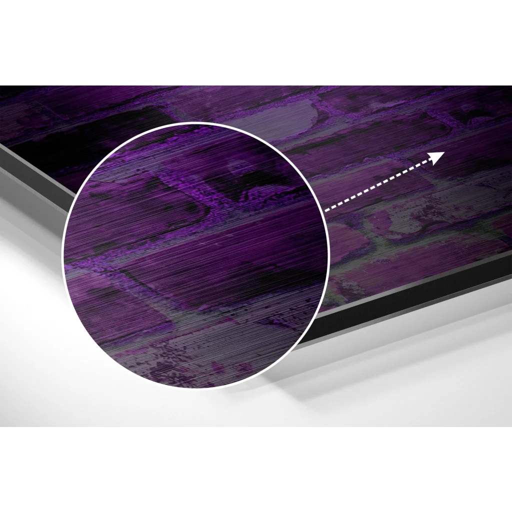 Purple wood-grain brushed aluminium dibond panel with matte finish