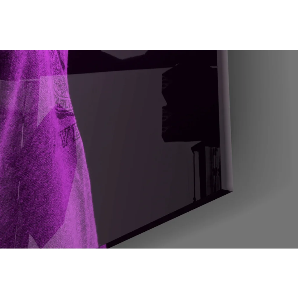 Purple floral curtain with lace trim wall art print