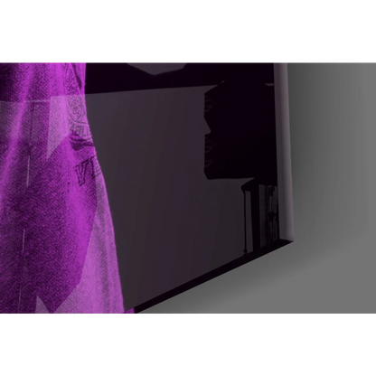 Purple floral curtain with lace trim wall art print