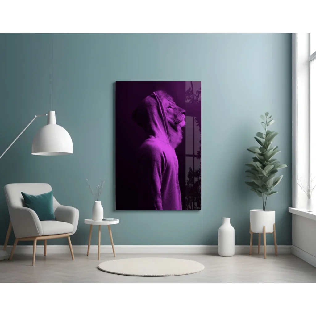Purple hooded sweatshirt silhouette canvas wall art print